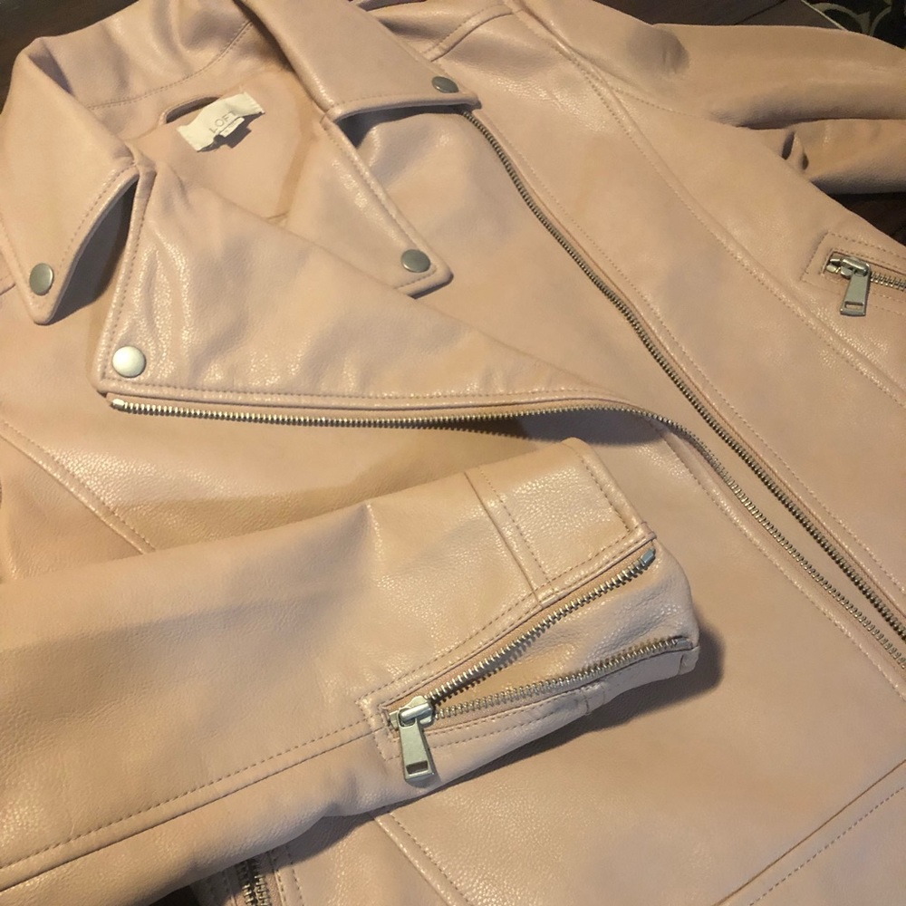 NWOT Blush pink Loft Leather Jacket